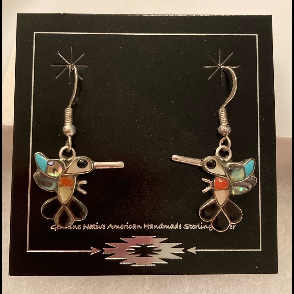 Native American Zuni Hummingbird Earrings